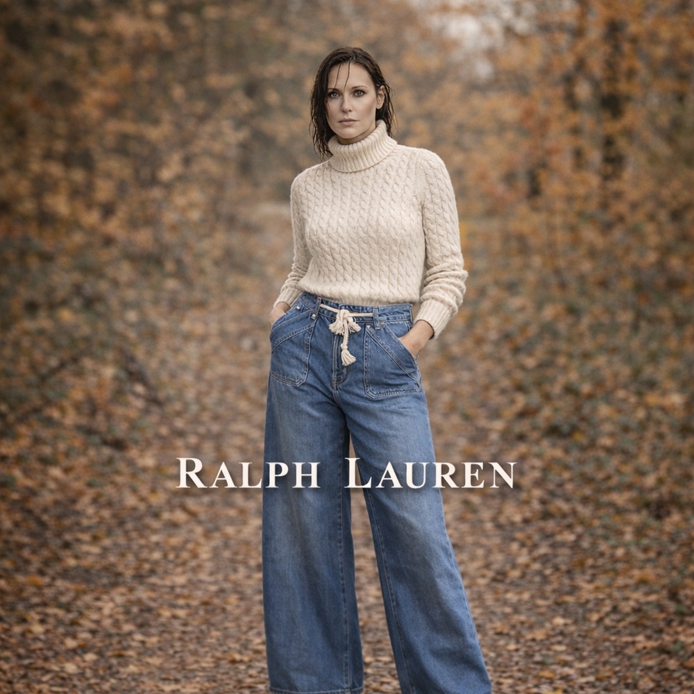 Ralph Lauren Black Label Denim Wide-Leg Jeans..